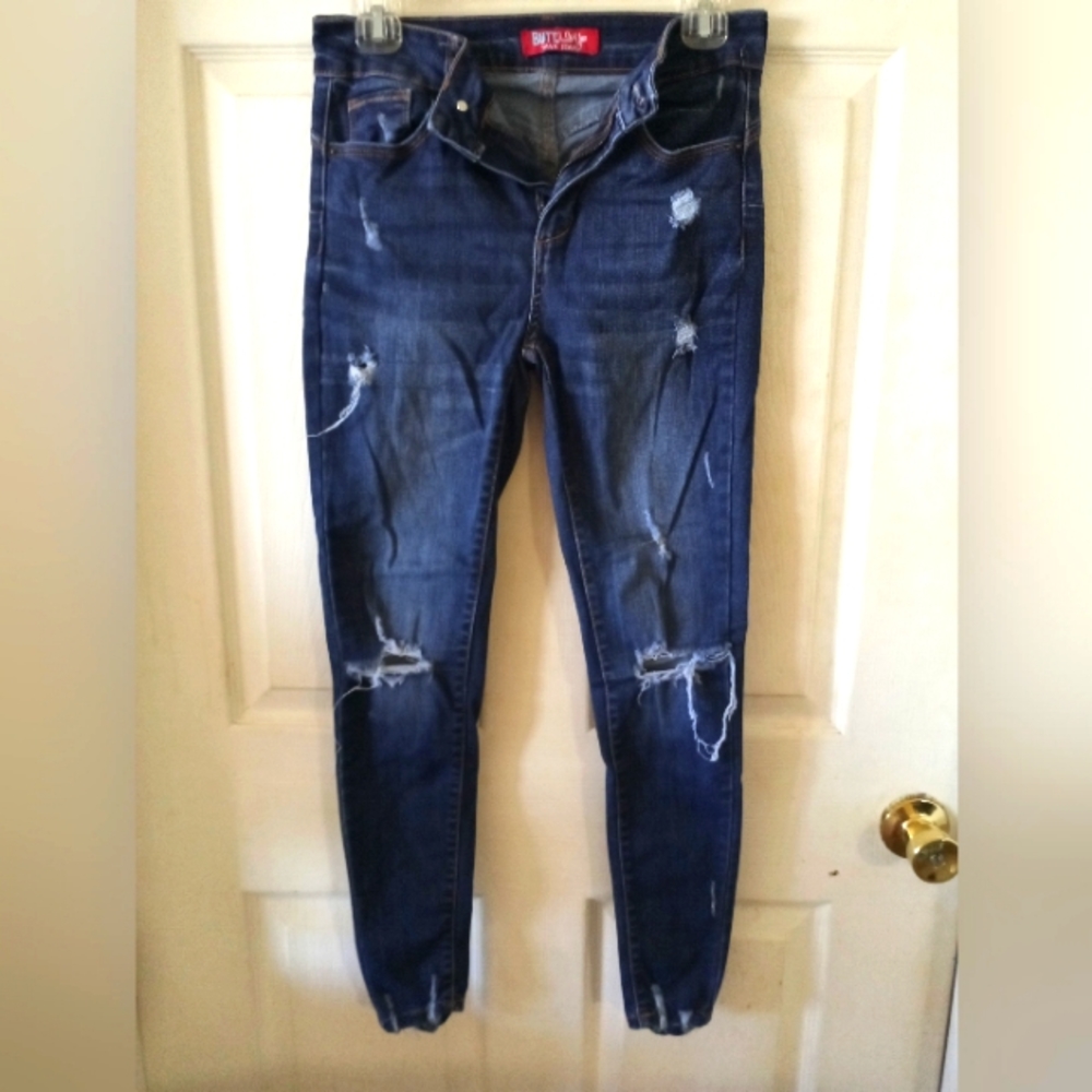 (BUTT I LOVE YOU)Distressed Denim Jean